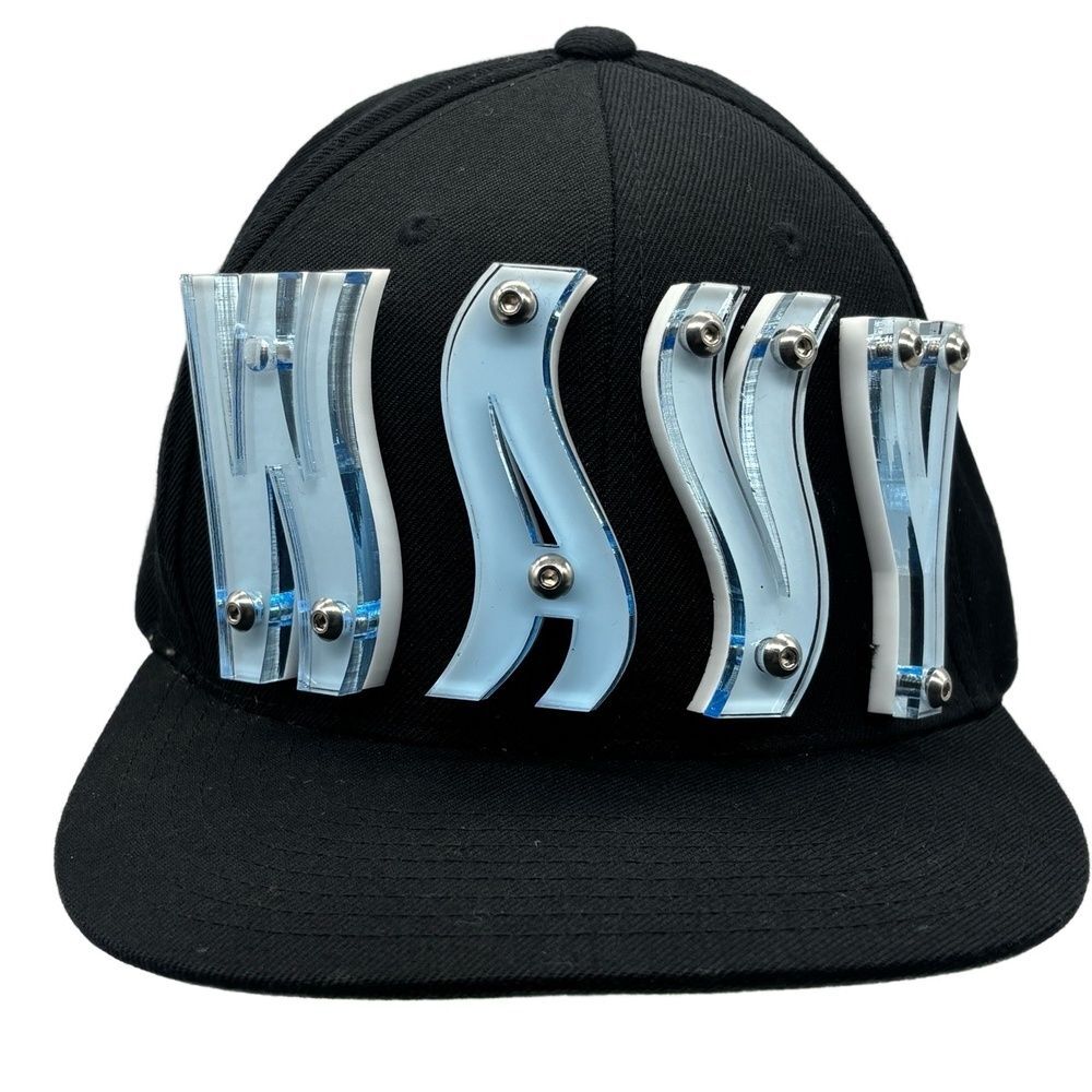 WAVY Black Snapback Hat Acrylic 3D Lettering Streetwear Cap